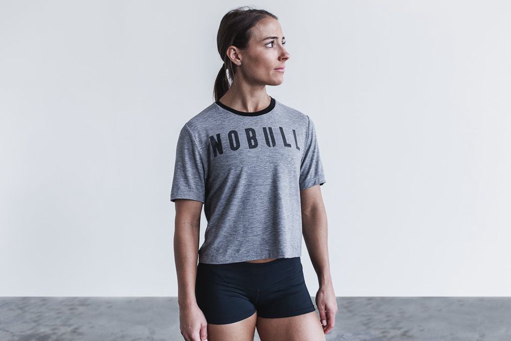 NOBULL Women's Boxy Tee - Heather Grey - Ireland (7098QCLZD)